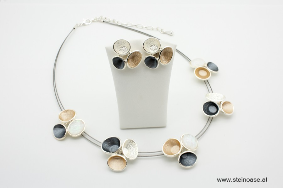 Mode-Collier mit Glas-Opal